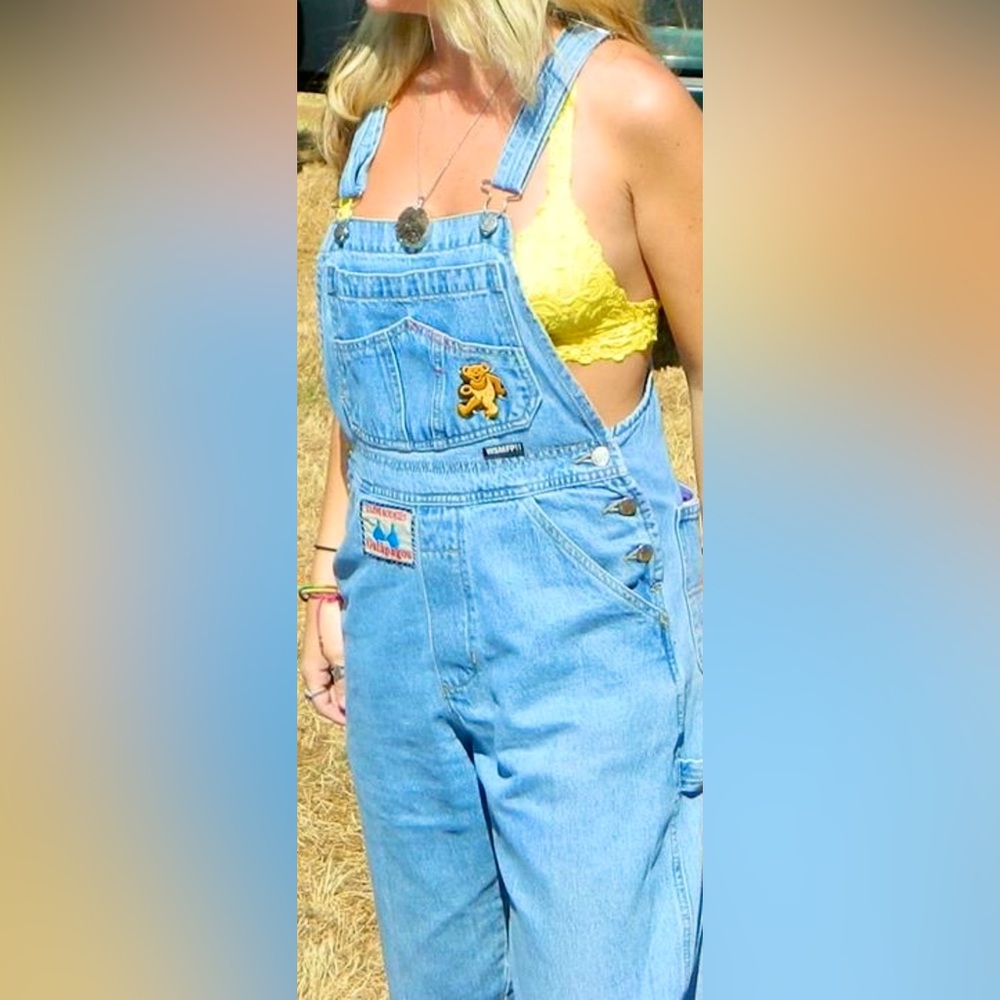 Vintage Denim Overalls with Patchwork